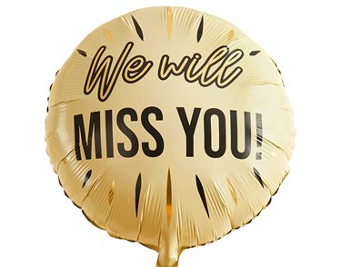 22in CREAM 'WE WILL MISS YOU!' FOIL BALLOON
