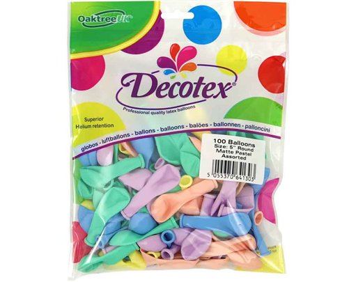 100PK 5in ASSORTED MATTE PASTEL DECOTEX