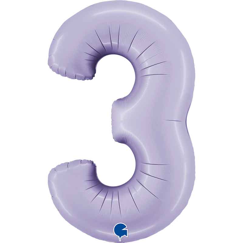 40in SATIN LILAC NUMBER 3 FOIL BALLOON