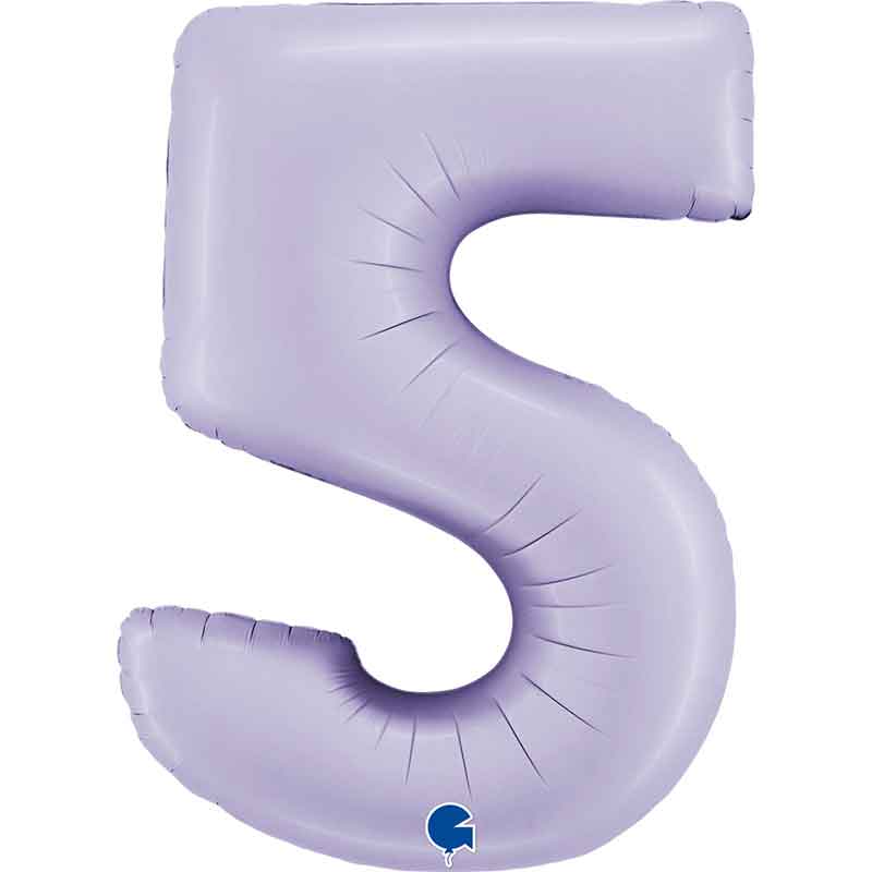 40in SATIN LILAC NUMBER 5 FOIL BALLOON