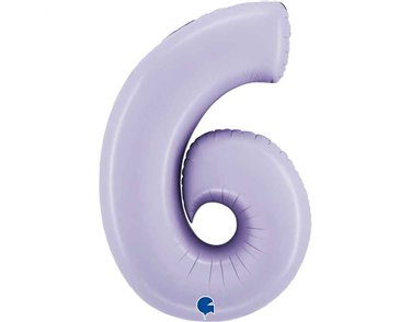 40in SATIN LILAC NUMBER 6 FOIL BALLOON