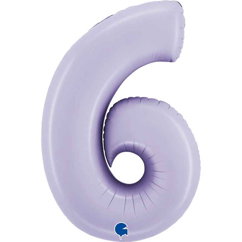 40in SATIN LILAC NUMBER 6 FOIL BALLOON