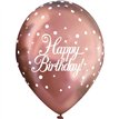 6PK 11in SPARKLING FIZZ ROSE GOLD HAPPY BIRTHDAY BALLOONS