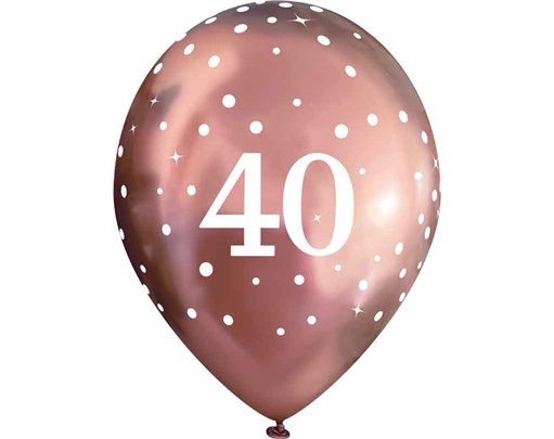 6PK 11in SPARKLING FIZZ ROSE GOLD 40TH BALLOONS