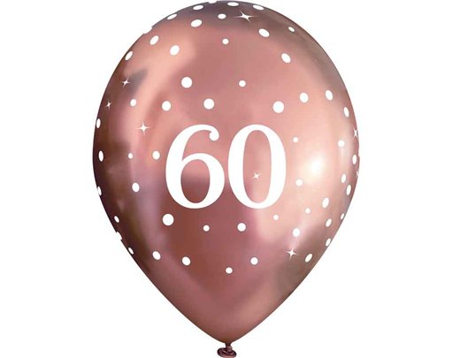 6PK 11in SPARKLING FIZZ ROSE GOLD 60TH BALLOONS