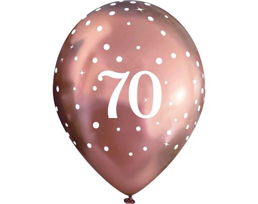 6PK 11in SPARKLING FIZZ ROSE GOLD 70TH BALLOONS