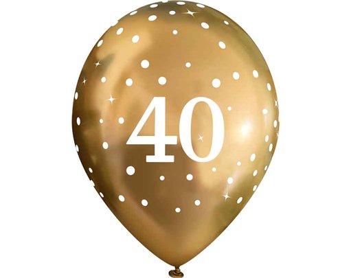6PK 11in SPARKLING FIZZ GOLD 40TH BALLOONS