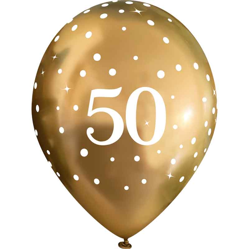 6PK 11in SPARKLING FIZZ GOLD 50TH BALLOONS]