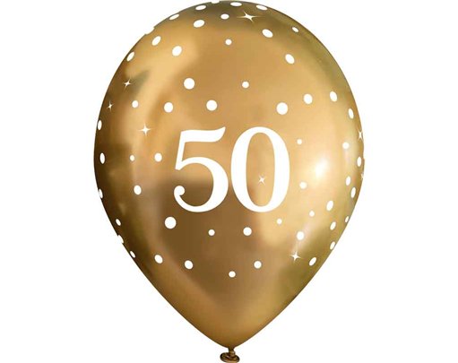 6PK 11in SPARKLING FIZZ GOLD 50TH BALLOONS]