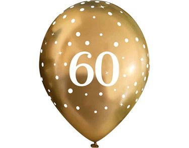 6PK 11in SPARKLING FIZZ GOLD 60TH BALLOONS