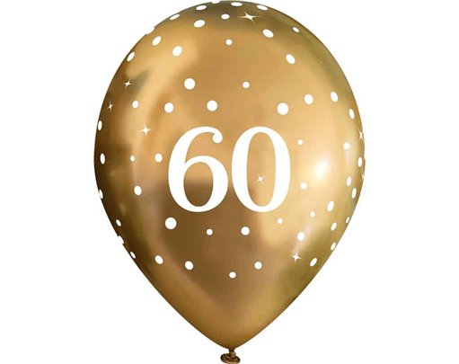 6PK 11in SPARKLING FIZZ GOLD 60TH BALLOONS