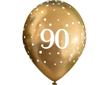 6PK 11in SPARKLING FIZZ GOLD 90TH BALLOONS
