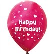 6PK 11in HEARTS FUCHSIA PINK HAPPY BIRTHDAY BALLOONS