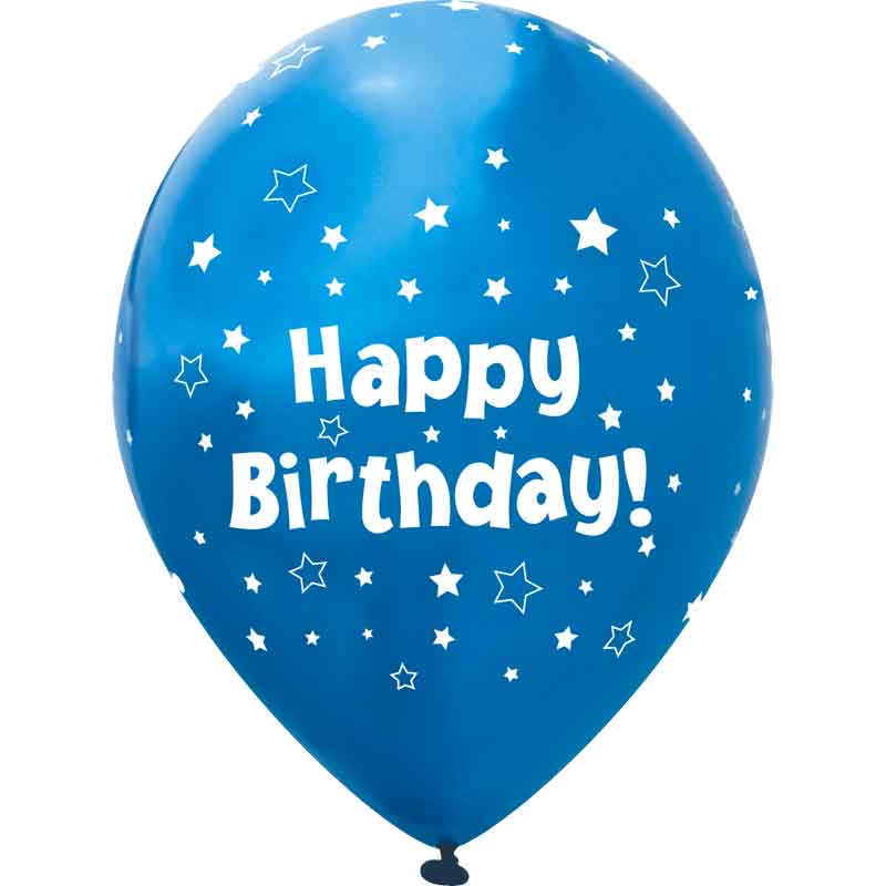 6PK 11in STARS METALIC BLUE HAPPY BIRTHDAY BALLOONS