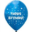6PK 11in STARS METALIC BLUE HAPPY BIRTHDAY BALLOONS