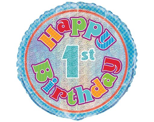 18in AGE 1 BIRTHDAY PRISM ROUND FOIL BALLOON