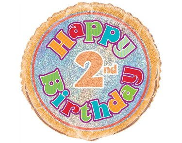 18in AGE 2 BIRTHDAY PRISM ROUND FOIL BALLOON