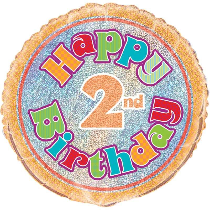 18in AGE 2 BIRTHDAY PRISM ROUND FOIL BALLOON