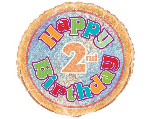 18in AGE 2 BIRTHDAY PRISM ROUND FOIL BALLOON