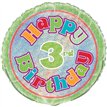18in AGE 3 BIRTHDAY PRISM ROUND FOIL BALLOON