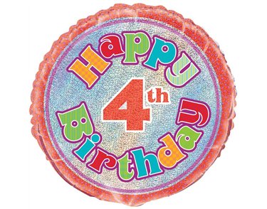 18in AGE 4 BIRTHDAY PRISM ROUND FOIL BALLOON