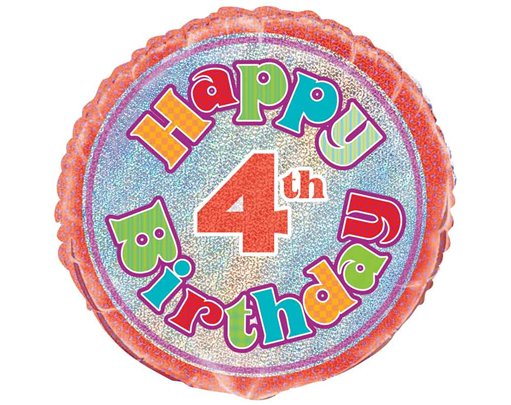 18in AGE 4 BIRTHDAY PRISM ROUND FOIL BALLOON