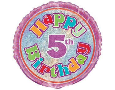 18in AGE 5 BIRTHDAY PRISM ROUND FOIL BALLOON