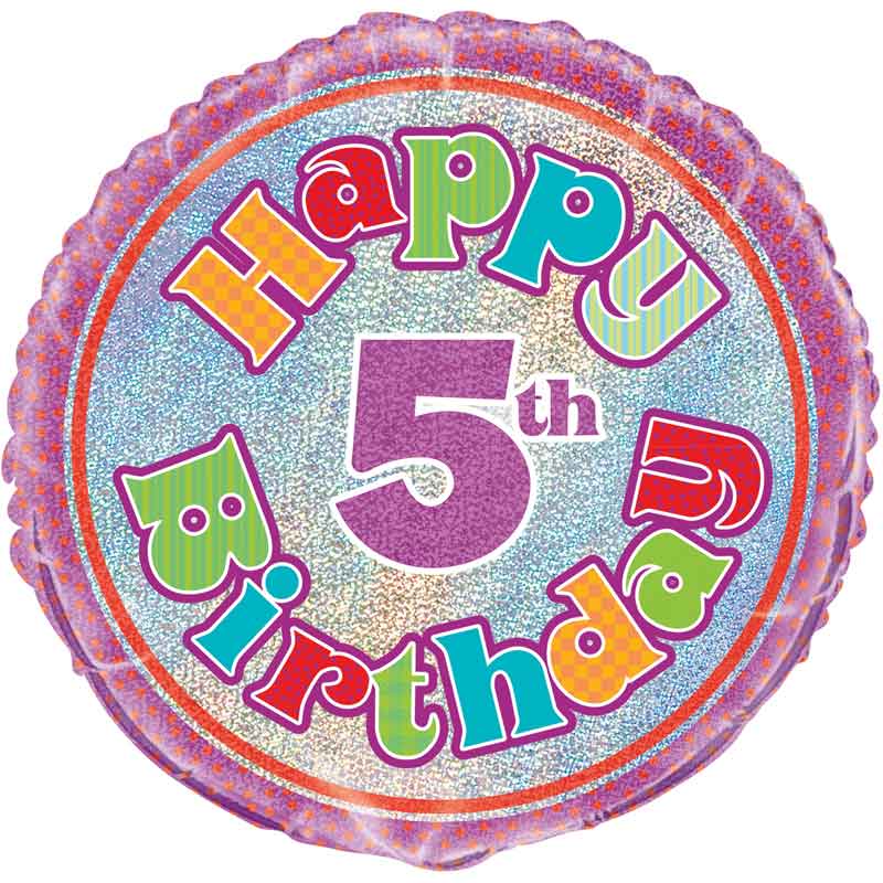 18in AGE 5 BIRTHDAY PRISM ROUND FOIL BALLOON