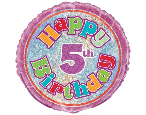 18in AGE 5 BIRTHDAY PRISM ROUND FOIL BALLOON