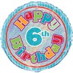 18in AGE 6 BIRTHDAY PRISM ROUND FOIL BALLOON