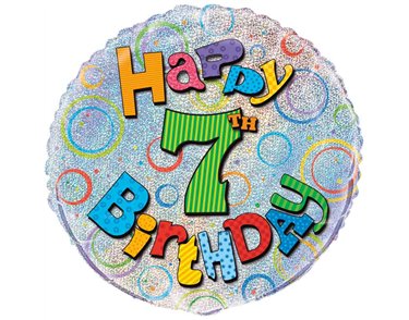 18in AGE 7 BIRTHDAY PRISM ROUND FOIL BALLOON