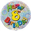 18in AGE 8 BIRTHDAY PRISM ROUND FOIL BALLOON