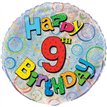18in AGE 9 BIRTHDAY PRISM ROUND FOIL BALLOON