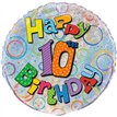 18in AGE 10 BIRTHDAY PRISM ROUND FOIL BALLOON