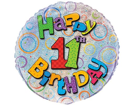 18in AGE 11 BIRTHDAY PRISM ROUND FOIL BALLOON