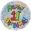 18in AGE 11 BIRTHDAY PRISM ROUND FOIL BALLOON