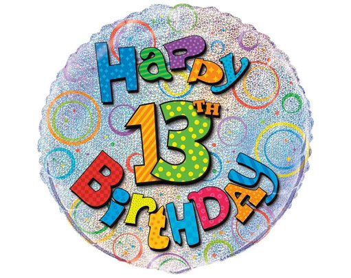 18in AGE 13 BIRTHDAY PRISM ROUND FOIL BALLOON