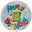 18in AGE 13 BIRTHDAY PRISM ROUND FOIL BALLOON