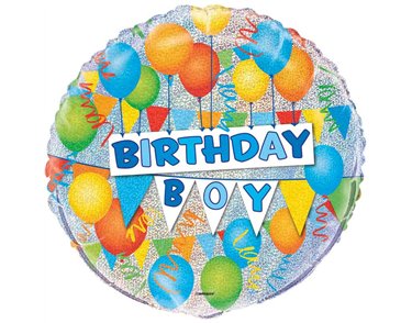 18in BIRTHDAY BOY PRISM ROUND FOIL BALLOON