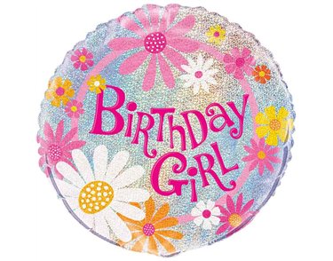 18in BIRTHDAY GIRL PRISM ROUND FOIL BALLOON