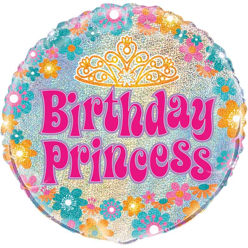 18in BIRTHDAY PRINCESS PRISM ROUND FOIL BALLOON