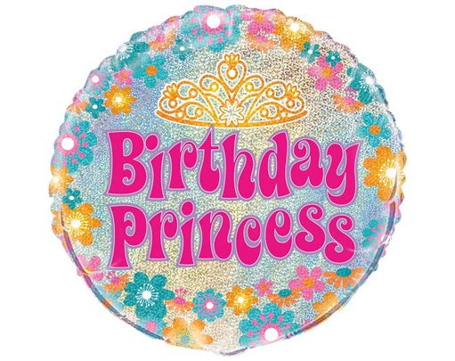 18in BIRTHDAY PRINCESS PRISM ROUND FOIL BALLOON
