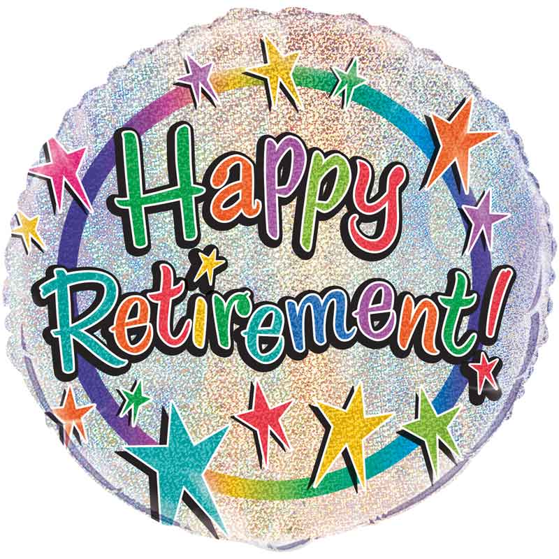 18in HAPPY RETIREMENT PRISM ROUND FOIL BALLOON