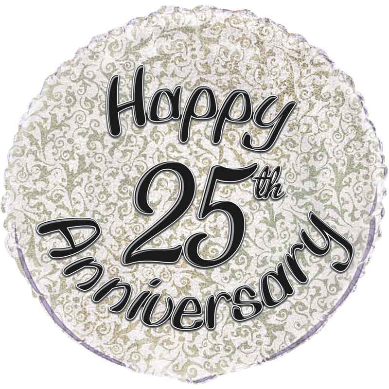 18in 25TH ANNIVERSARY PRISM ROUND FOIL BALLOON