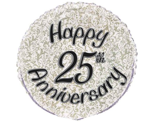 18in 25TH ANNIVERSARY PRISM ROUND FOIL BALLOON