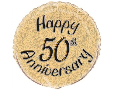 18in 50TH ANNIVERSARY PRISM ROUND FOIL BALLOON