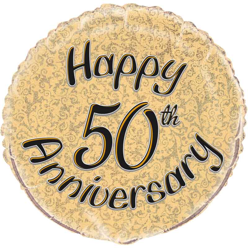 18in 50TH ANNIVERSARY PRISM ROUND FOIL BALLOON
