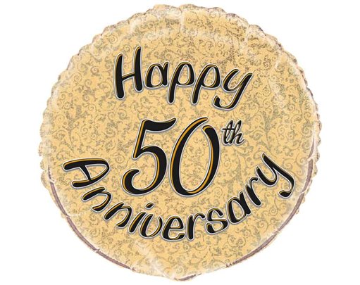 18in 50TH ANNIVERSARY PRISM ROUND FOIL BALLOON