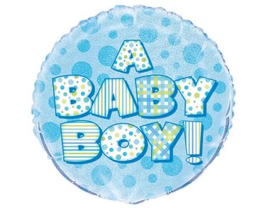 18in A BABY BOY PRISM ROUND FOIL BALLOON
