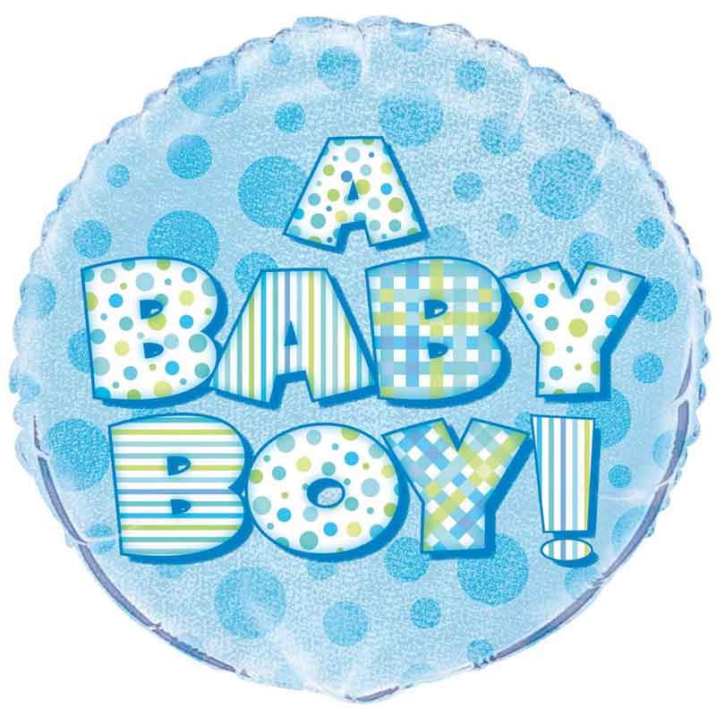 18in A BABY BOY PRISM ROUND FOIL BALLOON